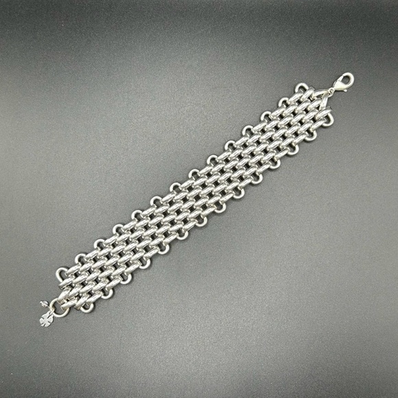 Lucky Brand Chunky Silver Tone Chain Link Mesh Bracelet - Picture 6 of 8